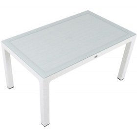 Resim Mandella 90x150 Elit Rattan Masa (CAMLI) Beyaz 