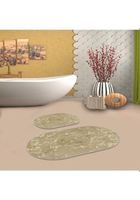 Resim Vizon Kaymaz Taban Retro Oval Banyo Paspas Takım Bb-107 çok renkli 