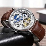 Resim Fastbuy Rose Black Onola Lüks Çift Taraflı Delikli Turboliyon Kadran Işıklı Otomatik Mekanik Altın Deri Kayış Erkek Hediyesi Altın 