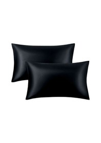 Resim Siyah Ipek Saten Yastık Kılıfı 50 X 70 2'Li 