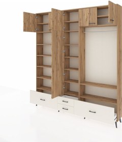 Resim Arges Dolap 18 Raflı 4 Çekmeceli Tek Askılı 220x30x243 Çam-çam/aytaşı Atlas Çam/aytası 