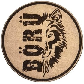 Resim BÖRÜ YAZILI - Deri PEÇ - Arma - Askeri Patch Bej 