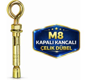 Resim DESIPHON Kancalı Çelik Dübel M8 Kapalı Ağız Salıncak Boks Torbası Avize Tavan Asma Aparatı 