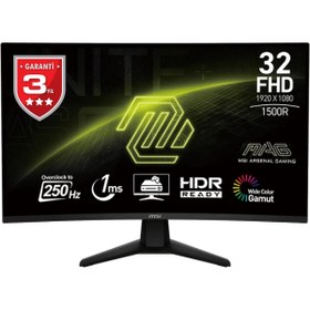 Resim MSI Mag 32c6x 31.5'' 1ms 250hz Va Curved Adaptive-sync Full Hd Gaming (OYUNCU) Monitör 