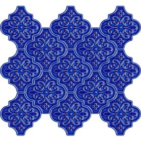 Resim Can Seramik 12 x 12 cm Kobalt Arabesk Desenli Kabartmalı Çini Karo (5'li 1 Paket) 