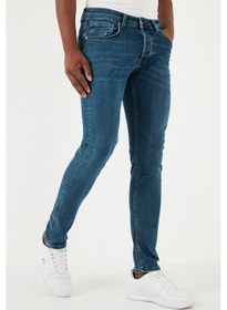 Resim Buratti Streç Pamuklu Slim Fit Normal Bel Dar Paça Jeans Erkek Kot Pantolon 1131S12Napoli Petrol 