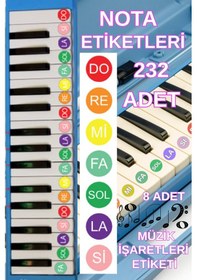 Resim Piyano Ve Org Klavye Öğrenme Sticker Seti 232 Adet Kendiliğinden Yapışkanlı Nota Etiketi Diğer 