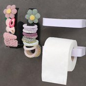 Resim 1 adet Kendinden yapışkanlı Matkap Gerektirmeyen Duvara Monte Banyo Kağıt Rulo Tutucu - Dayanıklı Plastik Alan Tasarrufu Depolama Organizatörü Banyo, Mutfak, Ofis için - Birden Fazla Rulo Tutabilir, Şık Modern Tasarım, Mutfak Kağıdı Tutucusu | Matkap Gerektirmez Kurulum | Zarif Dekorasyon 