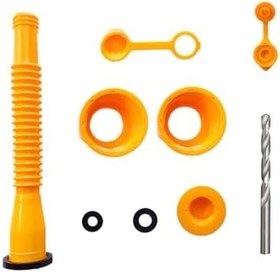 Resim Hanzete Benzin bidonu ağızlık değiştirme seti, çoğu 1/2/5/10 galon benzin bidonu için matkap ucuyla dökülmeyen benzin bidonu ağızlık değiştirme seti (1 set sarı) 