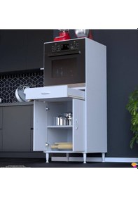 Resim Eliusta Sakür Ankastre Fırın Dolabı 56 Cm Özel Genişlik Beyaz Depolama Alanlı 60x152x56 Cm Beyaz Dolap Beyaz 