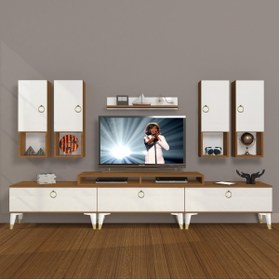 Resim Decoraktiv Ekoflex 8da Mdf Gold Tv Ünitesi Tv Sehpası - Ceviz - Beyaz 