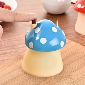 Resim 1 Adet Sevimli Mantar Kürdan Kutusu - Mavi Kapaklı ve Beyaz Puantiyeli Otomatik Açılır Dispanser, Taşınabilir Plastik Mutfak & Restoran Aleti Ev, Partiler, Piknikler İçin 