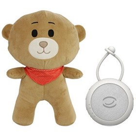 Resim Budizzz Beyaz Gürültü Cihazı Bebek Uyku Arkadaşı Pembe Fular Ayıcık 