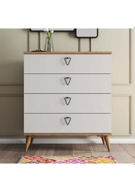 Resim 3616 VERSACE 4 ÇEKMECELİ AYAKLI ŞİFONYER SEPET - BEYAZ 