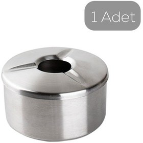 Resim Porsima Paslanmaz Çelik Metal Kül Tablası - Kapaklı Rüzgar Geçirmez Küllük 