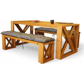 Resim Neiwel Leina Doğal Ahşap Banklı Toplantı Masasıı x 100 x 200 Açık Ceviz 