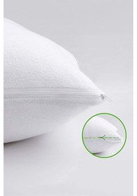 Resim %100 Pamuk Sıvı Geçirmez 1 Li Yastık Alezi Koruyucu Koruyucu Yastık Kılıfı 50 X 70 Beyaz 