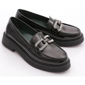 Resim Dgn 9002 Kadin Düz Taban Loafer Ayakkabi Siyah 