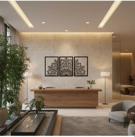 Resim Mandala Metal Tablo 3'lü Yatay Set Detaylı Sanat Duvar Dekoru 