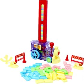 Resim Happy Toys Renkli Pilli Domino Yerleştiren Tren Eğlenceli Oyun 80 Adet Domino Taşı ile 