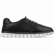 Resim LAL SHOES & BAGS Dakota Kadın Hakiki Deri Dikiş Detaylı Bağcıklı Günlük Ayakkabı-siyah 