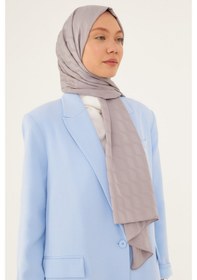 Resim Mirsoy Scarf Dalga Desen İpeksi Jakar Şal - Açık Gri Açık Gri 