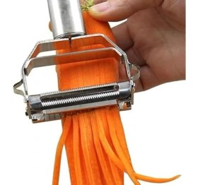 Resim Lidyahan Store Paslanmaz Çelik Silikon Saplı Soyucu ve Jülyen Dilimleyici, 4 Yönlü Pratik Sebze Kesici, Çok Amaçlı Mutfak Dilimleyici 