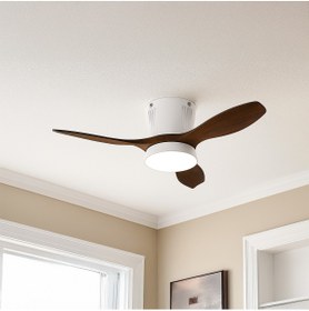Resim Goes Modern Led Işıklı Tavan Vantilatörü 3 Renk Işık 3 Kademe Hız Sessiz Beyaz Gövde Kiraz Kanat Avize 