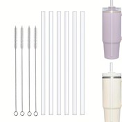 Resim 6 Yeniden Kullanılabilir Plastik Pipet 4 Temizleme Fırçası ile, Yedek Pipetler, 20Oz/30Oz/40Oz Termos ile Uyumlu, Su Şişesi Aksesuarları, Bar, Plaj Dekorasyon Pipetleri Olarak Uygun 