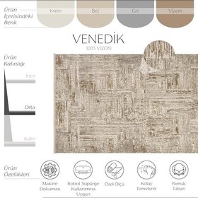 Resim Cool Halı Venedik Krem Vizon Halı Soyut Geometrik Desenli Makine Dokuması Modern Oturma Odası Salon Halısı 