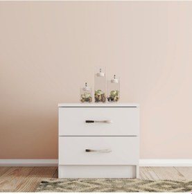 Resim Moxen Mobilya Beyaz 2 Çekmeceli Komodin KMD2001 
