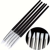 Resim Manikür 5/10 Paket Aracı Süper Yumuşak Silikon Kalem Küçük Başlı Silikon Kabartma Kalemi Siyah Saplı Oyma Çiçek Aracı 