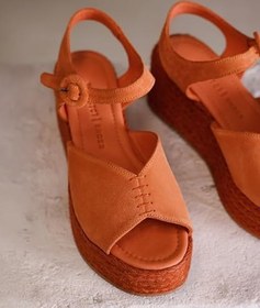 Resim Yargıcı Platform Taban Deri Espadril, Turuncu, 41 