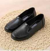 Resim Siyah Moda Bayan Ayakkabı Kaymaz Yumuşak Tabanlı Deri Ayakkabı Düz Günlük Slip-on Ayakkabı Siyah 