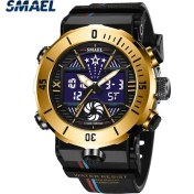 Resim Hanyang Siyah Altın Smael 2022 Üst Marka Erkek Saatler 5ATM Su Geçirmez Spor Askeri Kol Saati Kuvars Izle Erkekler Için Saat Relogio Masculino 8051 (Yurt Dışından) 