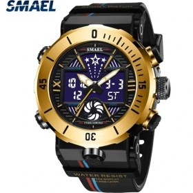 Resim Hanyang Siyah Altın Smael 2022 Üst Marka Erkek Saatler 5ATM Su Geçirmez Spor Askeri Kol Saati Kuvars Izle Erkekler Için Saat Relogio Masculino 8051 (Yurt Dışından) 