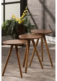 Resim Uslucan Alışveriş Zigon Sehpa Ve Orta Sehpa Set Ahşap Kr Torna Ceviz Çok Renkli 