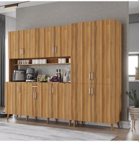 Resim Gale Kahve Köşesi Çok Amaçlı Dolap Kiler Mutfak Dolabı Ceviz 210 Cm Ceviz 