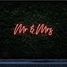 Resim Mr & Mrs Yazılı Neon Tabela Kırmızı 