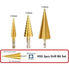 Resim Kademeli Saç Delme Bits Saplı Bilisterli 3lü Set (4*12-4*20-4*32) 