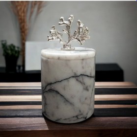 Resim Leylak Mermer Pamukluk-kapaklı Kutu-organizer-gümüş Aksesuar 