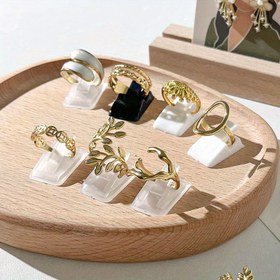 Resim Yüzük Gösterim Standı - Yüzükler için Plastik Takı Gösterim Standları, Zemin Montaj Toka Kapanışı, Takı Mağazası Yüzük Gösterim Aksesuarları, Noel, Cadılar Bayramı, Paskalya, Şükran Günü, Takı Kuleleri için 