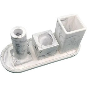 Resim Betonmall Marble Serisi Diş Fırçalık Banyo Seti Gri 