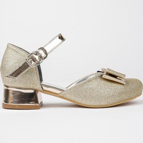 Resim Ramer Kız Çocuk Altın Sarısı Abiye Simli Kum Detaylı Fiyonklu Ayakkabı 