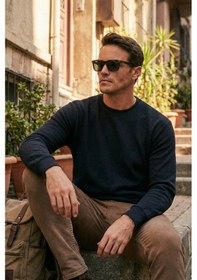 Resim Buratti Slim Fit Bisiklet Yaka Pamuklu Erkek Kazak 456201 Lacivert 