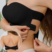 Resim Kadınlar İçin Çapraz Askılı ve Yan Kapatmalı Strapless Bandeau Sütyen - Çıkarılabilir Pedler, Rahat Kesim, Düz Renk Temel Tasarım, Günlük Kullanım İçin Ayarlanabilir Lingerie, Esnek Konforlu 
