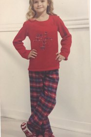 Resim Blackspade 5569-çocuk Pijama Takımı-üst Polar,alt Pamuk Kumaş -kırmızı 