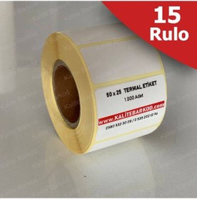 Resim 50X25Termal Etiket 15 Rulo Barkod Etiket Kalite Barkod 