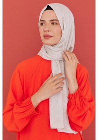 Resim Mirsoy Scarf Halka Desen Parlak Jakar Şal - Kırık Beyaz Kırık Beyaz 