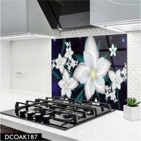 Resim Cam Ocak Arkası Koruyucu | Çiçek Desenli 